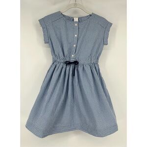 J. Crew Crewcuts Girl Short Sleeve Button Front Blue White Gingham Dress Size 8